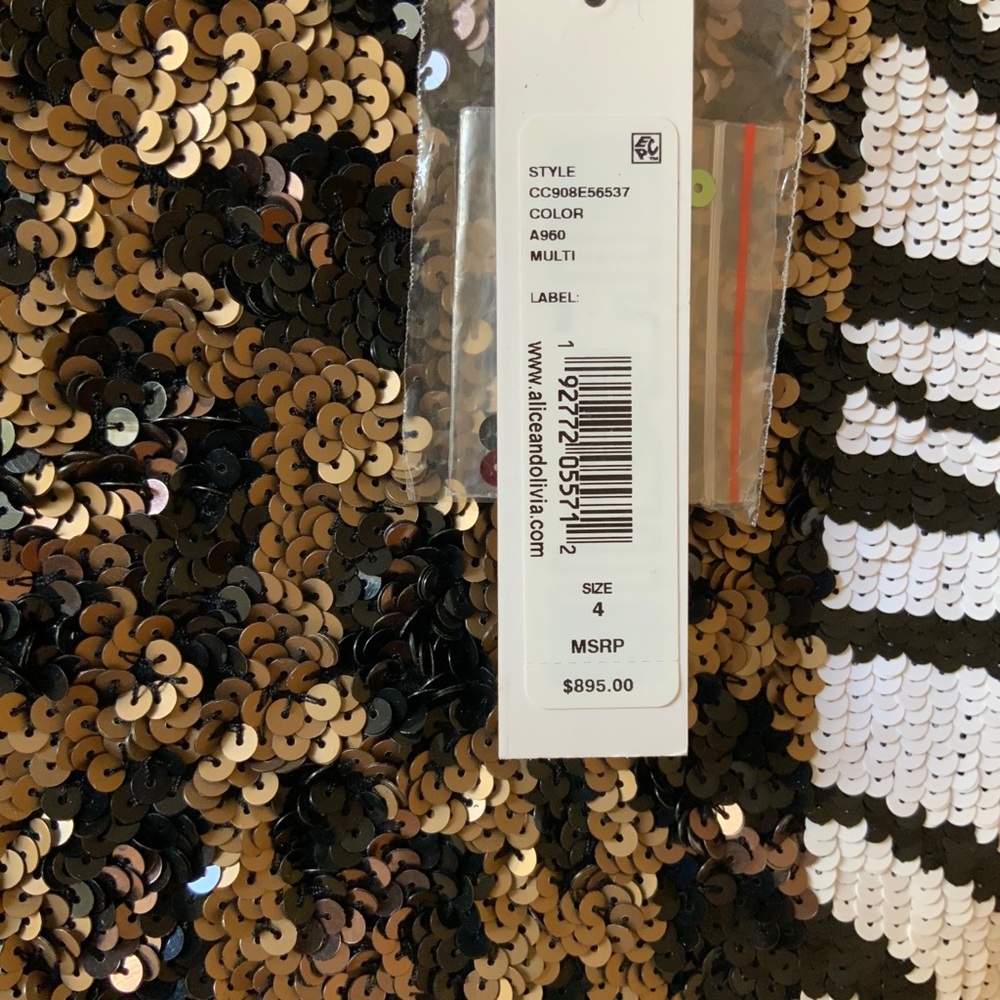 ALICE + OLIVIA JAE MULTI SEQUIN KEYHOLE MINI DRESS - Picture 14 of 16
